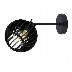 Lampa kinkiet E27 ścienny czarny ruchomy loft kula drewno czarna