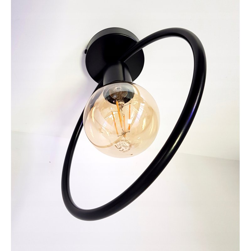 LAMPA sufitowa plafon stały koło czarny Loft na żarówkę E27 Edison