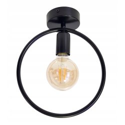 LAMPA sufitowa plafon stały koło czarny Loft na żarówkę E27 Edison
