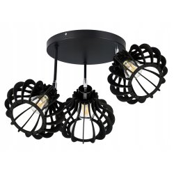 LAMPA SUFITOWA PLAFON RUCHOMY ŻYRANDOL LOFT klosz CZARNY DREWNO na 3x E27