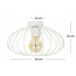 LAMPA stała sufitowa plafon Loft klosz druciany Elipsa 35cm na E27