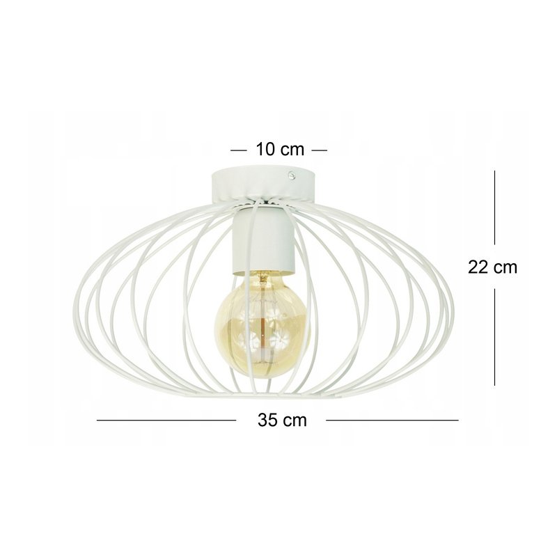 LAMPA stała sufitowa plafon Loft klosz druciany Elipsa 35cm na E27