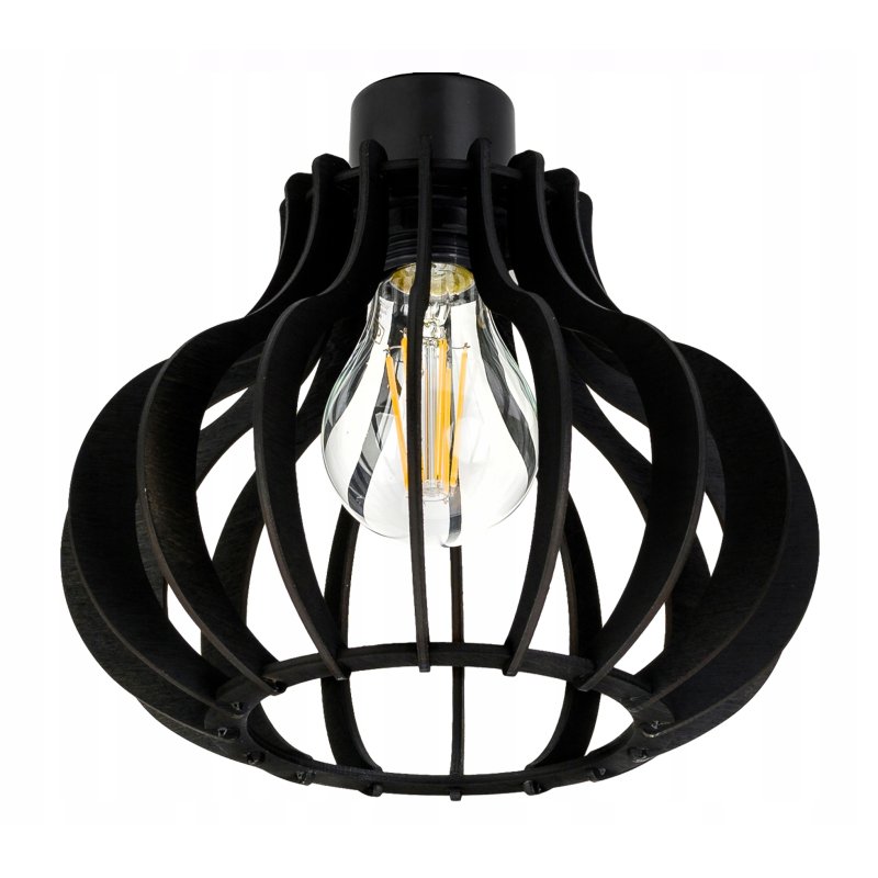 LAMPA sufitowa wisząca CZARNA zwis Loft na 3x E27 Drewno CZARNE