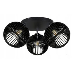 LAMPA SUFITOWA PLAFON RUCHOMY ŻYRANDOL LOFT klosz CZARNY DREWNO na 3x E27