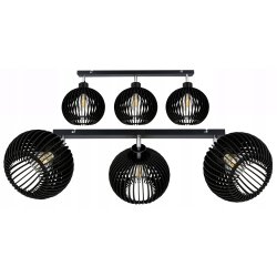 LAMPA SUFITOWA PLAFON RUCHOMY ŻYRANDOL LOFT klosz CZARNY DREWNO na 3x E27