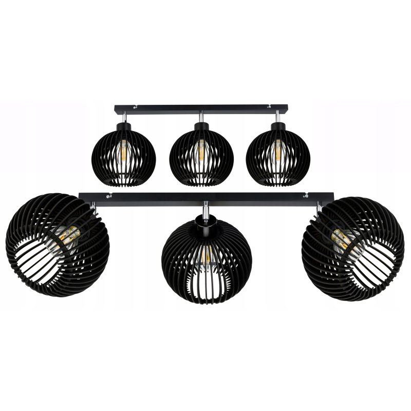LAMPA SUFITOWA PLAFON RUCHOMY ŻYRANDOL LOFT klosz CZARNY DREWNO na 3x E27