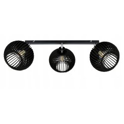 LAMPA SUFITOWA PLAFON RUCHOMY ŻYRANDOL LOFT klosz CZARNY DREWNO na 3x E27