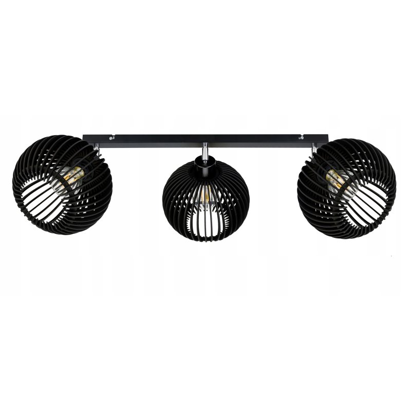 LAMPA SUFITOWA PLAFON RUCHOMY ŻYRANDOL LOFT klosz CZARNY DREWNO na 3x E27