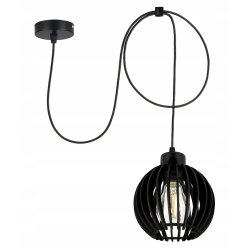 LAMPA czarna sufitowa wisząca ZWIS Loft E27 PAJĄK klosz czarny Drewno