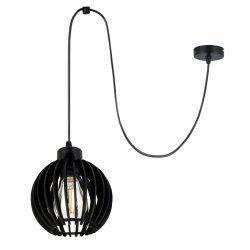 LAMPA czarna sufitowa wisząca ZWIS Loft E27 PAJĄK klosz czarny Drewno