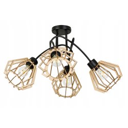 Lampa SUFITOWA żyrandol WISZĄCA LOFT plafon Drewno