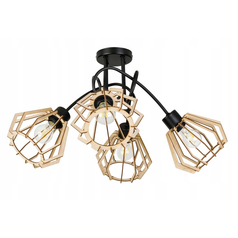 Lampa SUFITOWA żyrandol WISZĄCA LOFT plafon Drewno