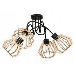 Lampa SUFITOWA żyrandol WISZĄCA LOFT plafon Drewno