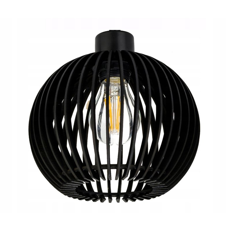 LAMPA sufitowa wisząca CZARNA zwis Loft na 2x E27 Drewno CZARNE