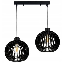 LAMPA sufitowa wisząca CZARNA zwis Loft na 2x E27 Drewno CZARNE