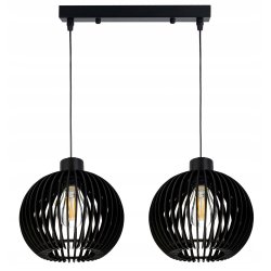 LAMPA sufitowa wisząca CZARNA zwis Loft na 2x E27 Drewno CZARNE