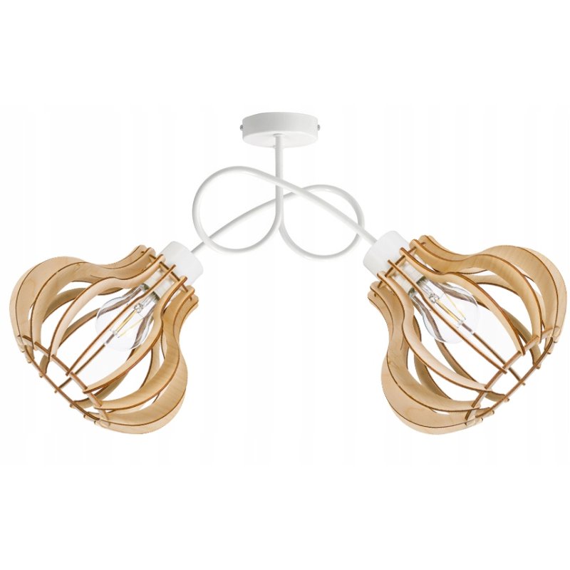 Lampa sufitowa żyrandol wisząca LOFT biały drewno
