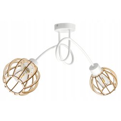 Lampa SUFITOWA żyrandol WISZĄCA LOFT drewno Kula 2