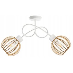 Lampa SUFITOWA żyrandol WISZĄCA LOFT drewno Kula 2