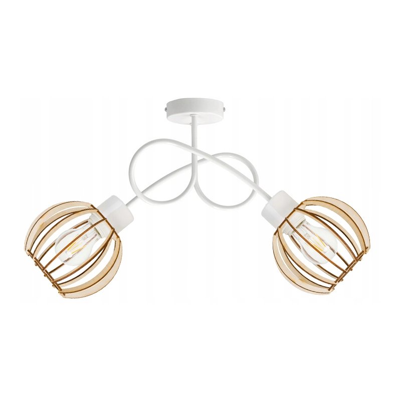 Lampa SUFITOWA żyrandol WISZĄCA LOFT drewno Kula 2