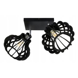 LAMPA SUFITOWA PLAFON RUCHOMY ŻYRANDOL LOFT klosz CZARNY DREWNO na 2x E27