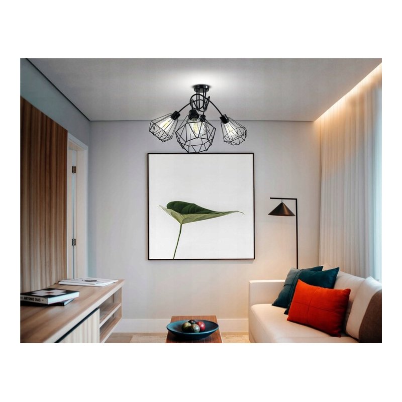 Lampa SUFITOWA żyrandol WISZĄCA LOFT drut BRYLANT