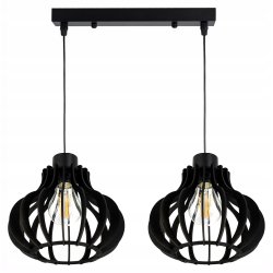 LAMPA sufitowa wisząca CZARNA zwis Loft na 2x E27 Drewno CZARNE
