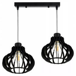 LAMPA sufitowa wisząca CZARNA zwis Loft na 2x E27 Drewno CZARNE