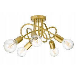 Lampa sufitowa kręcona złota żyrandol loft na 5x E27 złoty