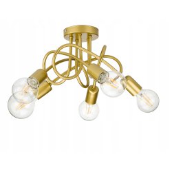Lampa sufitowa kręcona złota żyrandol loft na 5x E27 złoty