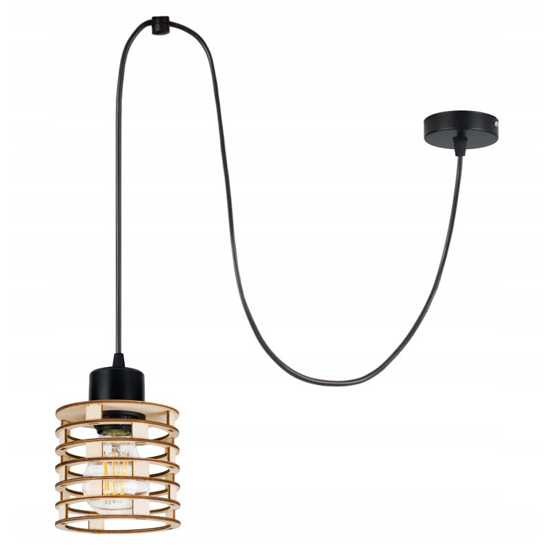 LAMPA sufitowa wisząca ZWIS Loft E27 PAJĄK Drewno