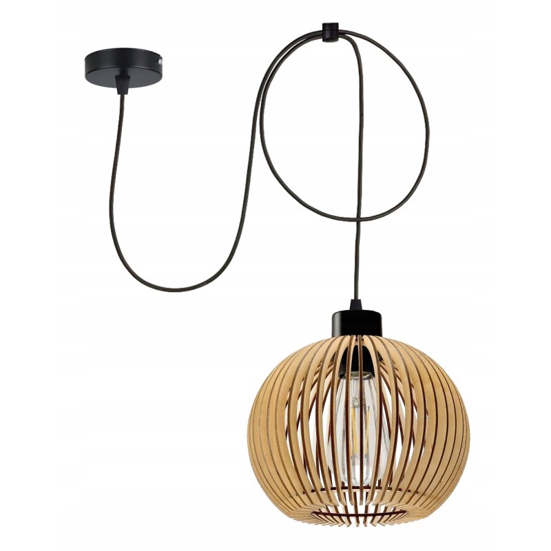 LAMPA sufitowa wisząca zwis Loft E27 pająk Drewno