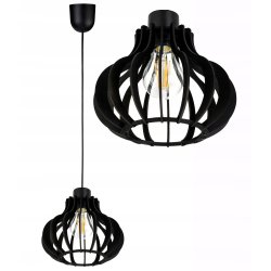 LAMPA sufitowa wisząca CZARNA zwis Loft na 1x E27 Drewno CZARNE