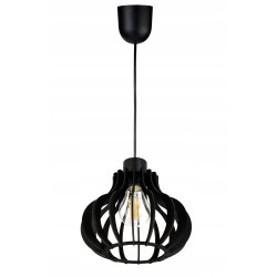LAMPA sufitowa wisząca CZARNA zwis Loft na 1x E27 Drewno CZARNE