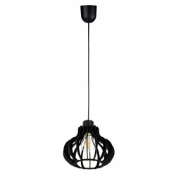 LAMPA sufitowa wisząca CZARNA zwis Loft na 1x E27 Drewno CZARNE