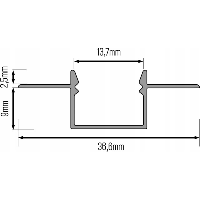 PROFIL Aaluminiowy do taśm LED do płyt karton-gips GK+ KLOSZ 1m