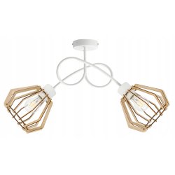 Lampa sufitowa żyrandol wisząca LOFT biały drewno