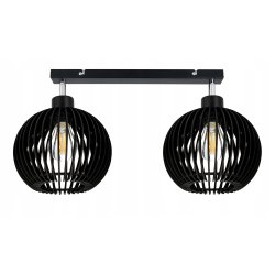 LAMPA SUFITOWA PLAFON RUCHOMY ŻYRANDOL LOFT klosz CZARNY DREWNO na 2x E27