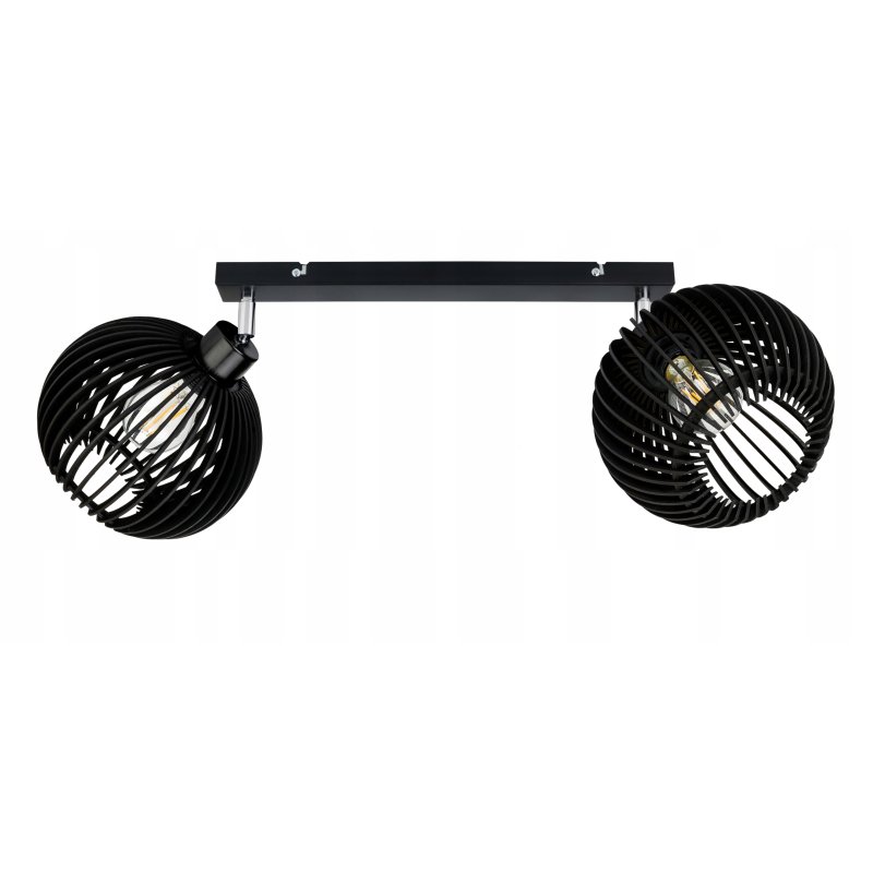 LAMPA SUFITOWA PLAFON RUCHOMY ŻYRANDOL LOFT klosz CZARNY DREWNO na 2x E27