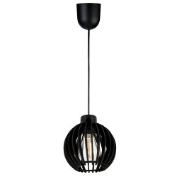 LAMPA czarna WISZĄCA ZWIS żyrandol sufitowa LOFT klosz czarny Drewno kulka