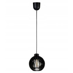 LAMPA czarna WISZĄCA ZWIS żyrandol sufitowa LOFT klosz czarny Drewno kulka