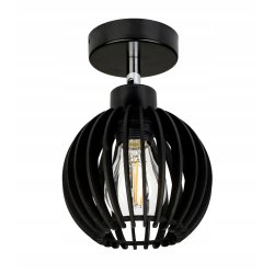Lampa kinkiet E27 ścienny czarny ruchomy loft kula drewno czarna