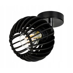 Lampa kinkiet E27 ścienny czarny ruchomy loft kula drewno czarna