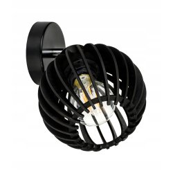 Lampa kinkiet E27 ścienny czarny ruchomy loft kula drewno czarna