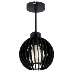 LAMPA czarna stała sufitowa plafon Loft klosz drewno kulka gęsta drewniana