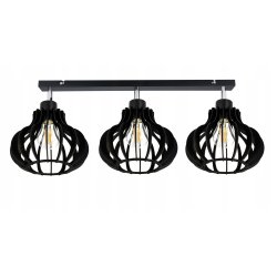 LAMPA SUFITOWA PLAFON RUCHOMY ŻYRANDOL LOFT klosz CZARNY DREWNO na 3x E27