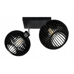 LAMPA SUFITOWA PLAFON RUCHOMY ŻYRANDOL LOFT klosz CZARNY DREWNO na 2x E27