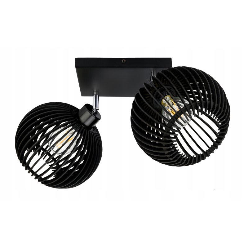 LAMPA SUFITOWA PLAFON RUCHOMY ŻYRANDOL LOFT klosz CZARNY DREWNO na 2x E27