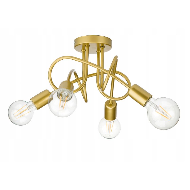 Lampa sufitowa kręcona złota żyrandol loft na 4x E27 złoty