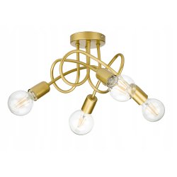 Lampa sufitowa kręcona złota żyrandol loft na 4x E27 złoty